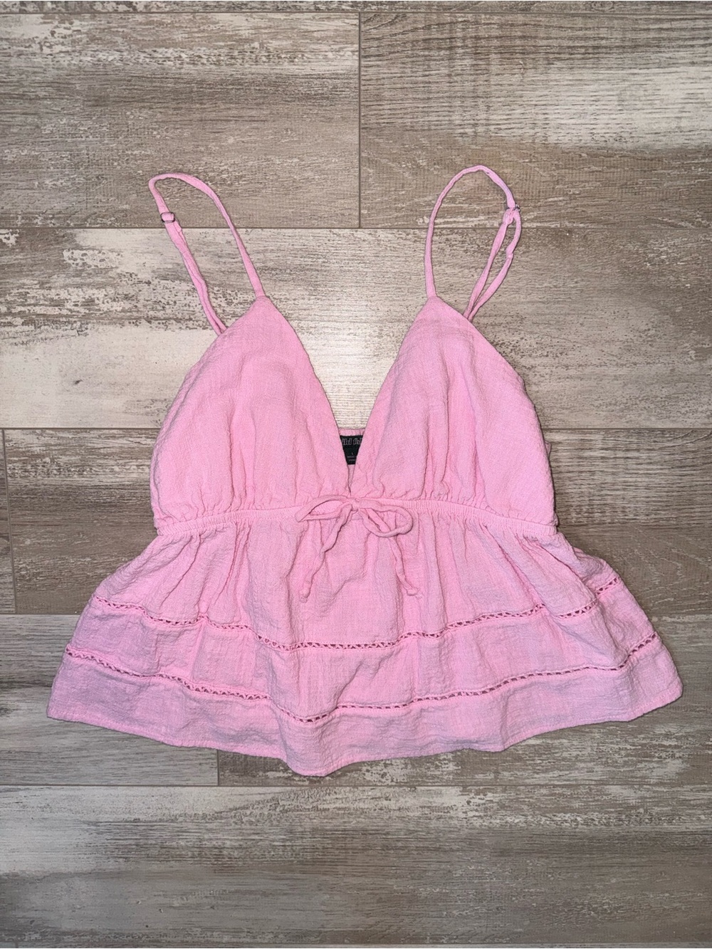 Wild Fable Pink Babydoll Tank Top Coquette Cottagecore Boho Ruffle Peplum Cami
